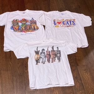 Vintage 90’s Crazy Cat lady t-shirts White Cat Graphic T-Shirts Set

L